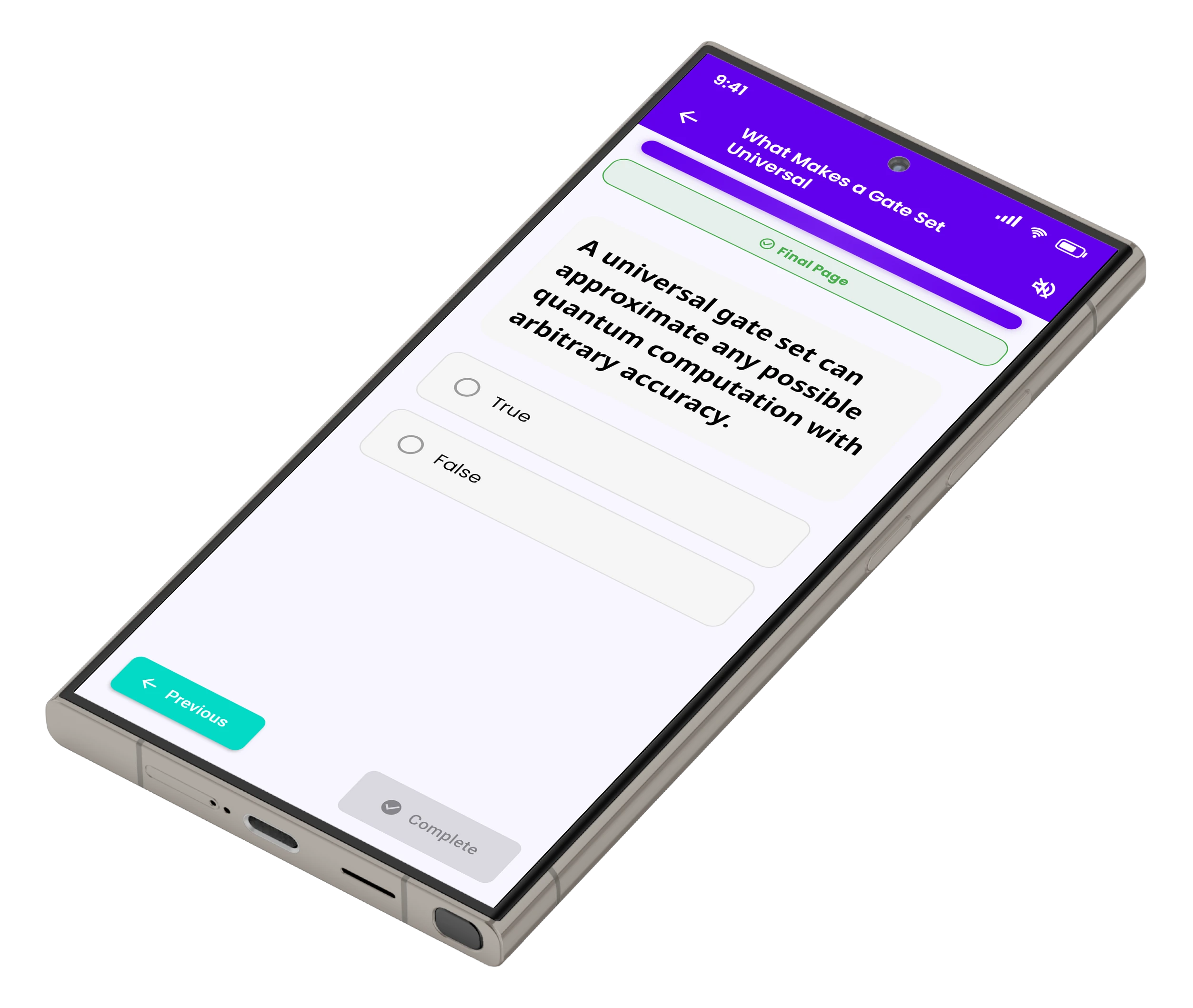 Q-Learn quiz screen
